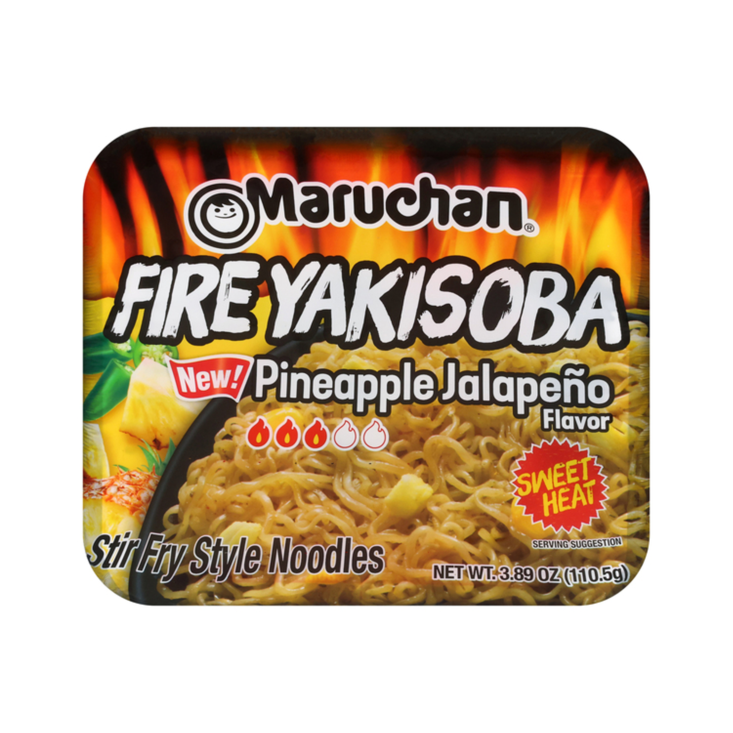 Maruchan Fire Yakisoba Pineapple Jalapeno 3.99 Oz - 8 Pack