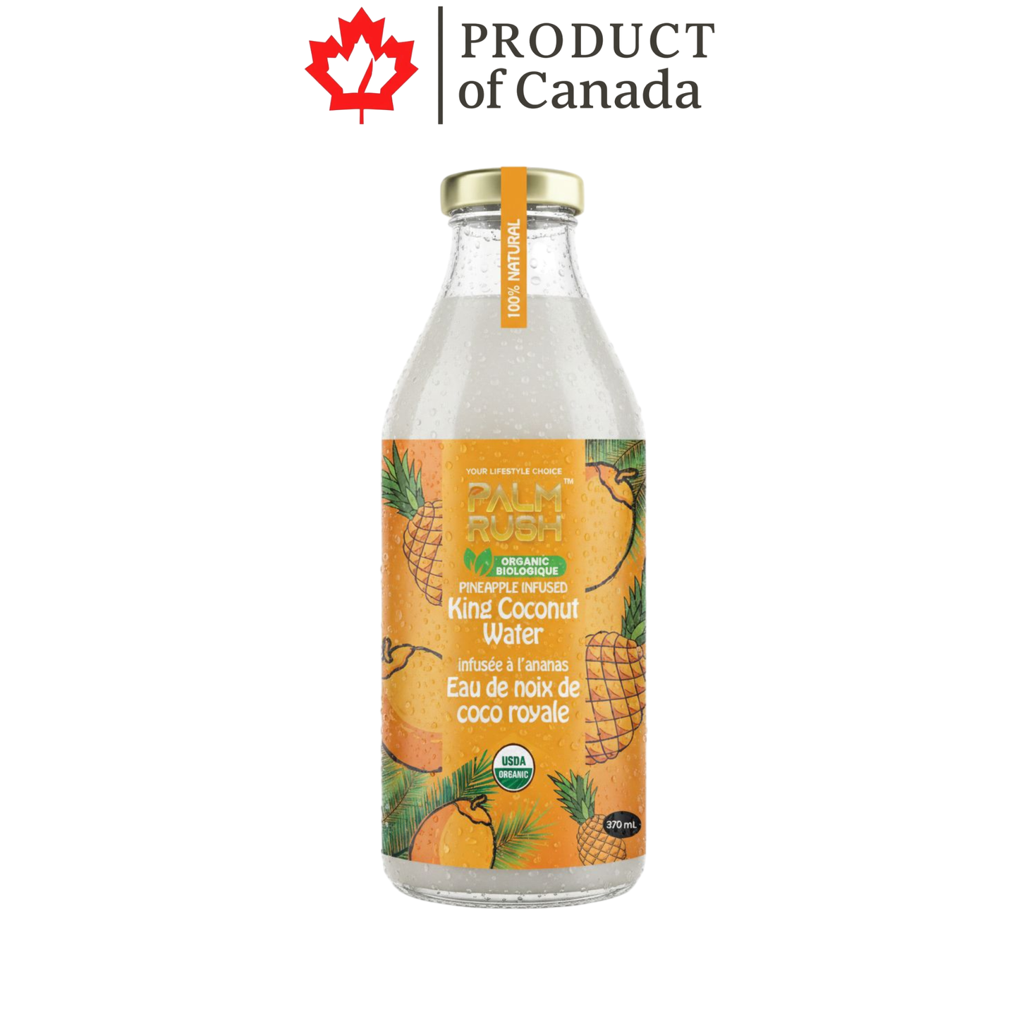 Palm Rush Pineapple Infused Coconut Water Glass 370 Ml x 12