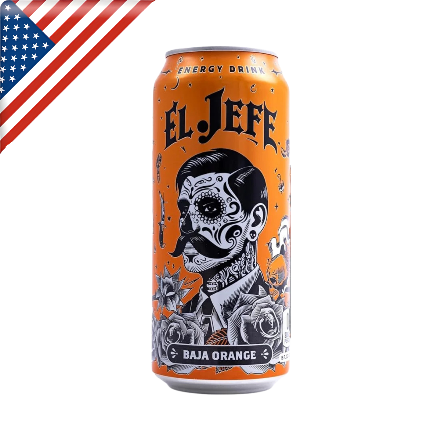 El Jefe Energy Baja Orange Can 16 Oz - 12 Pack