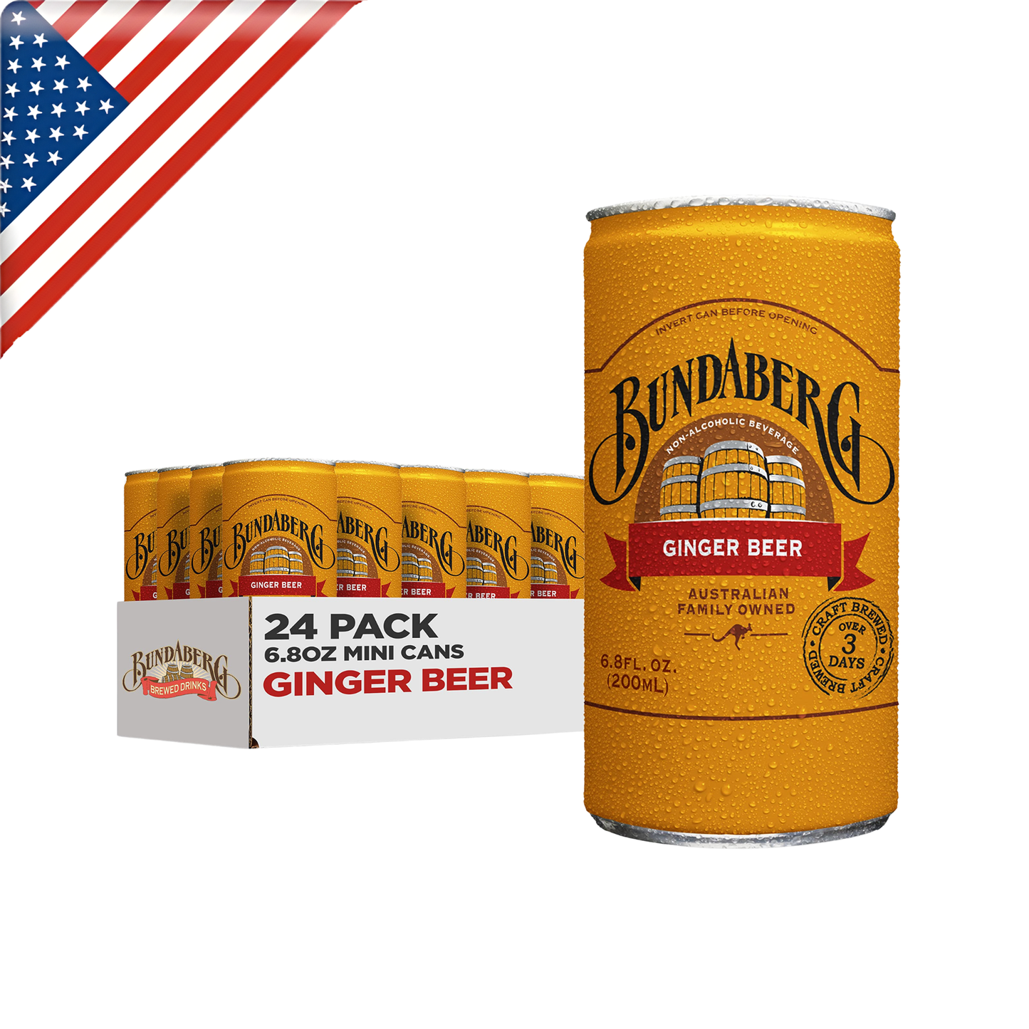 Bundaberg Ginger Beer Mini Can 6.8 Oz - 24 Pack