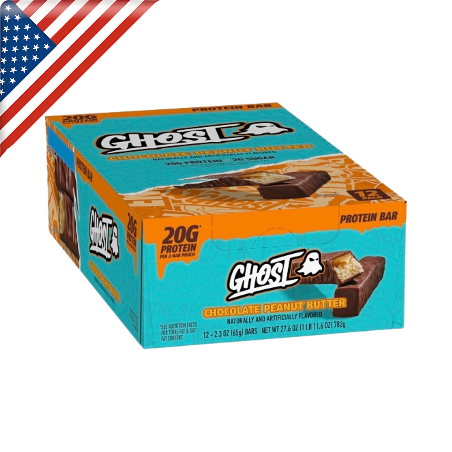 Ghost Chocolate Peanut Butter Protein Bar 2.3 Oz - 12 Pack