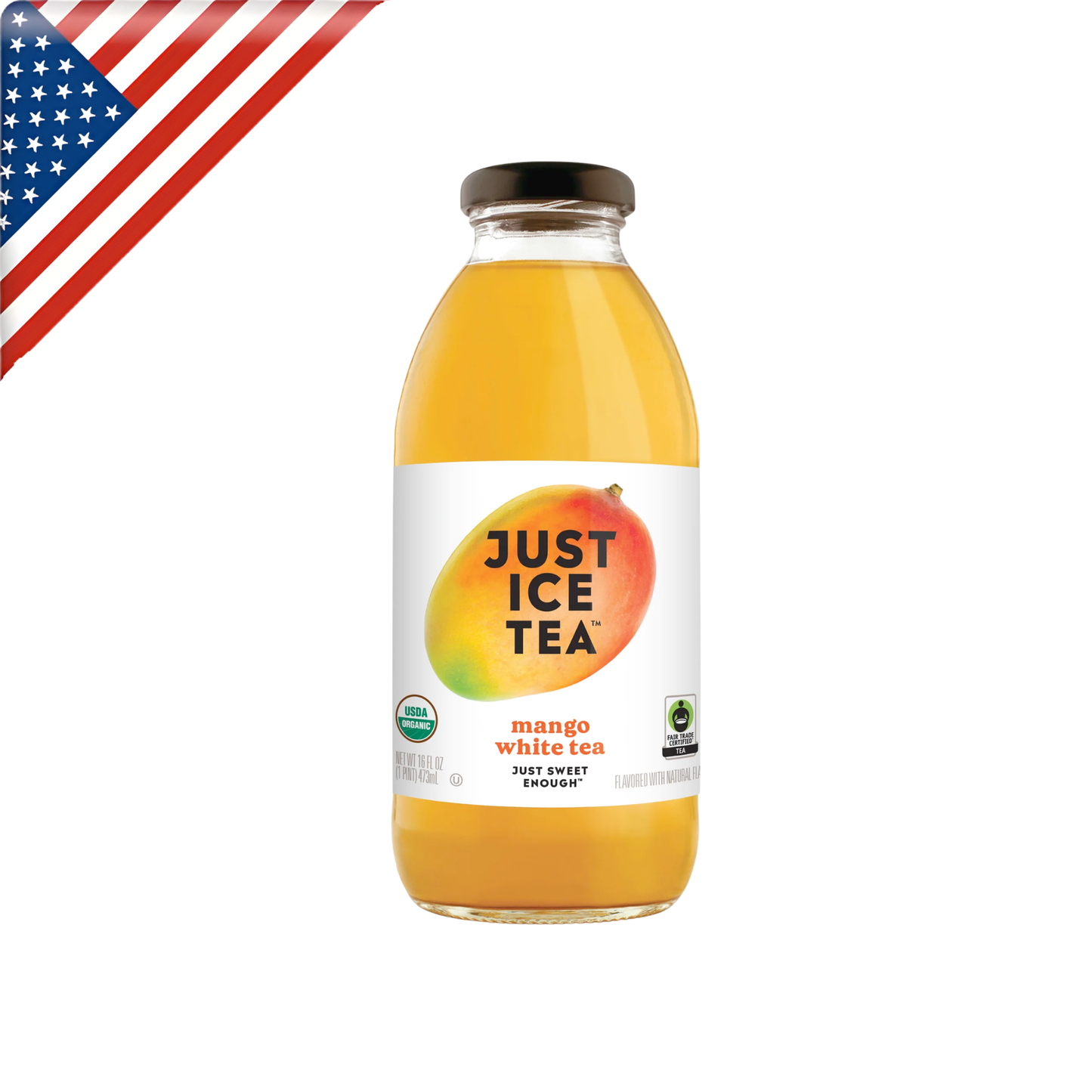 Just Ice Tea Mango White Tea Glass 16 Oz - 12 Pack