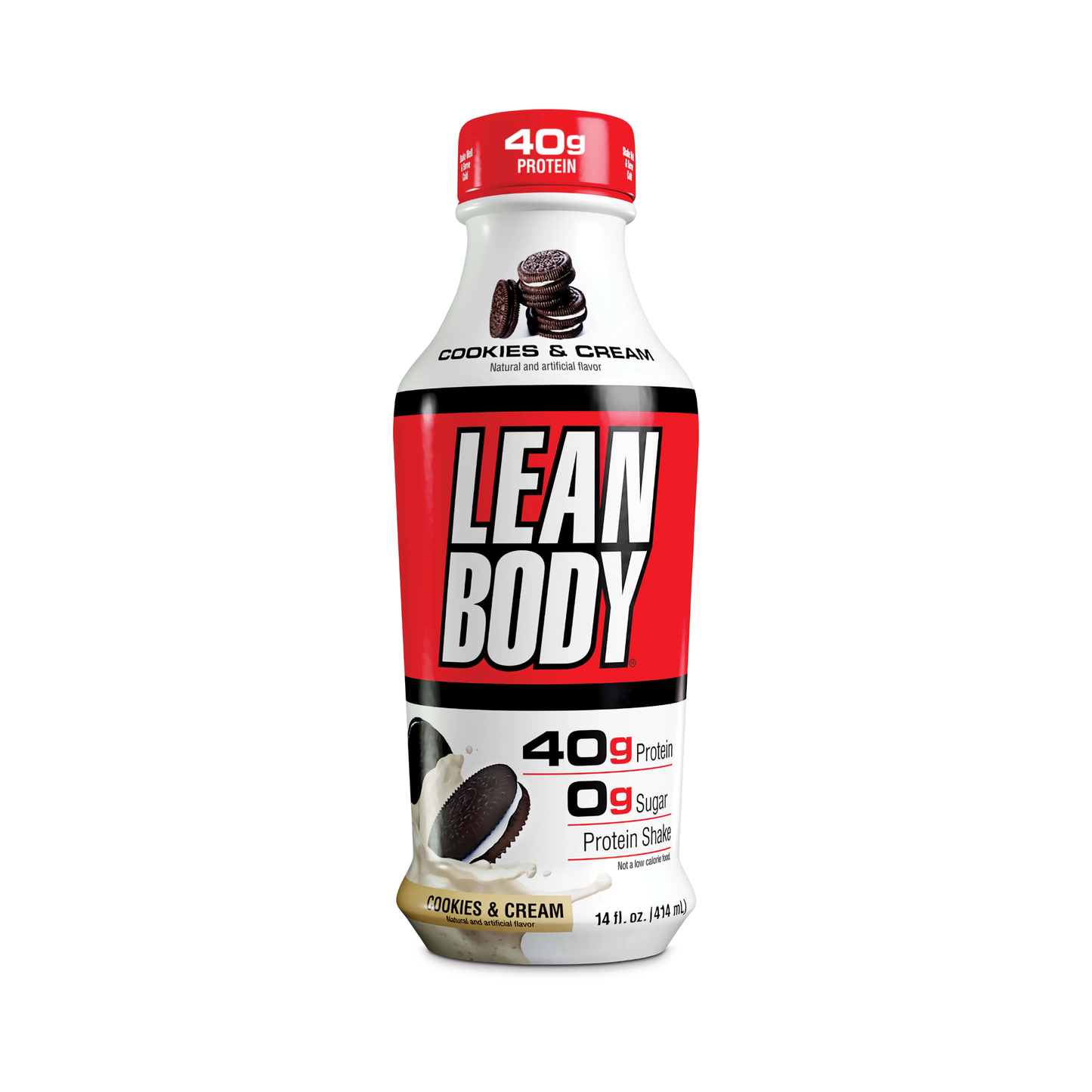 Lean Body Protein Shake Cookie & Cream PET 14 Oz - 12 Pack