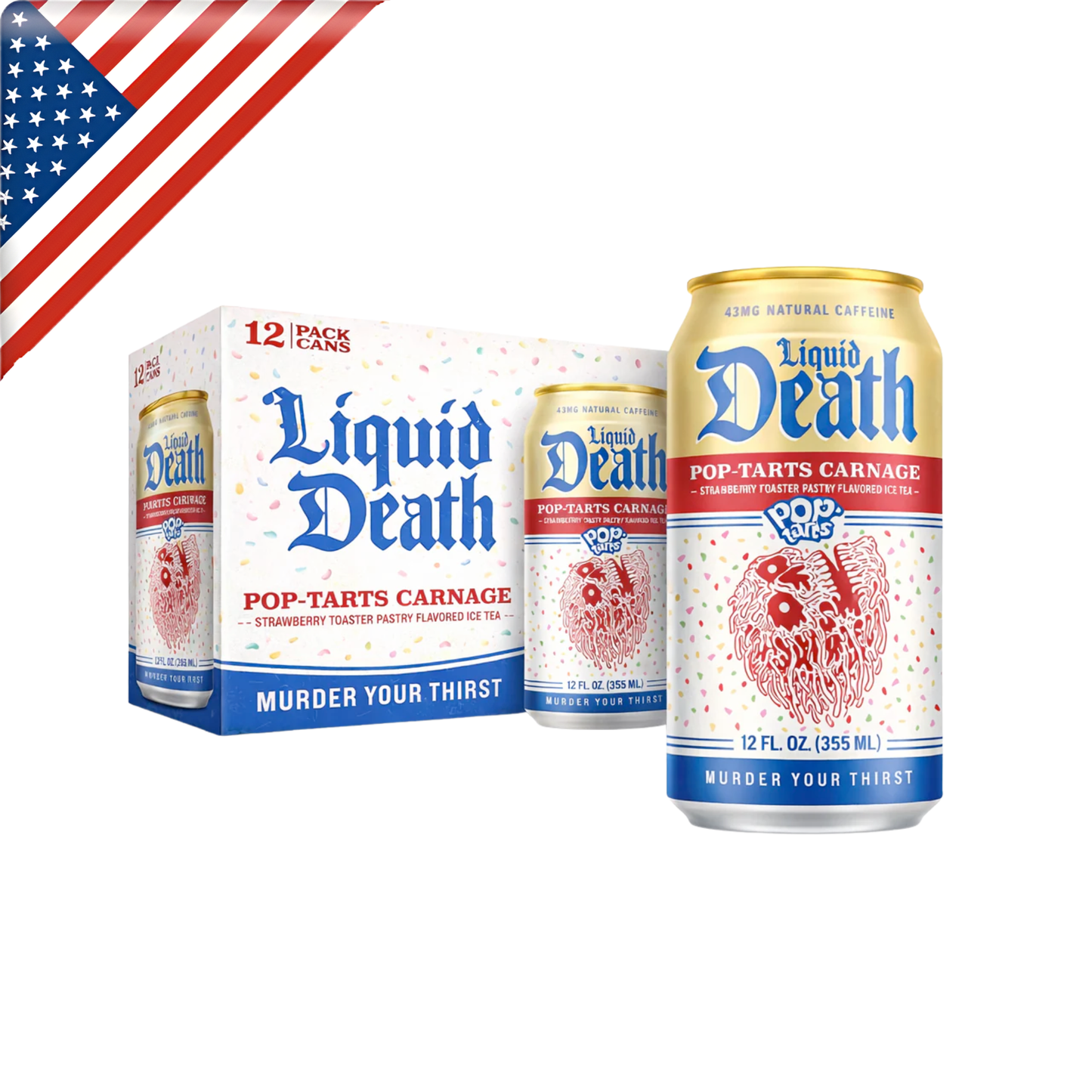 Liquid Death Iced Tea Pop Tarts Carnage Can 12 Oz - 24 Pack