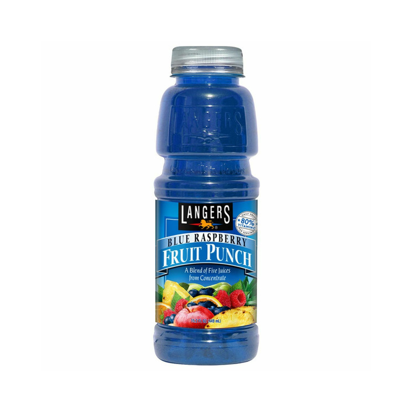 Langers Blue Rasp Fruit Punch PET 15.2 Oz -12 Pack