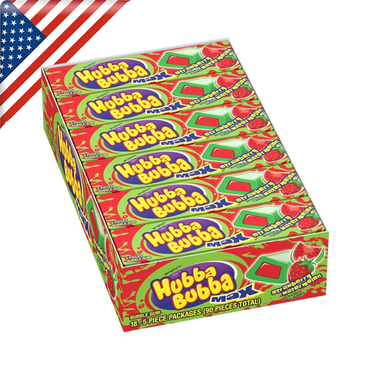 Hubba Bubba Max Straw Watermelon Gum 5's x 18 Pack