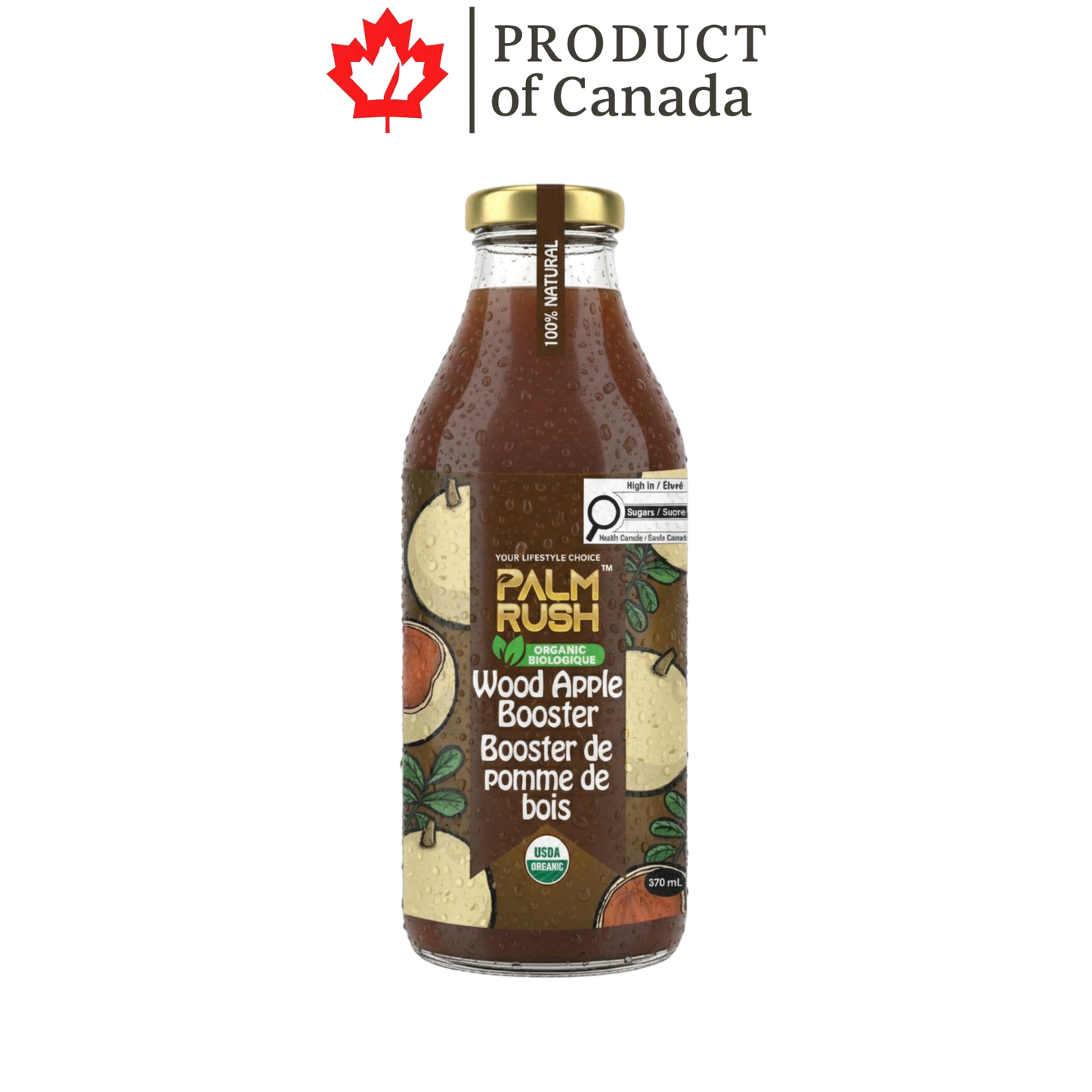 Palm Rush Wood Apple Booster Glass 370 Ml x 12