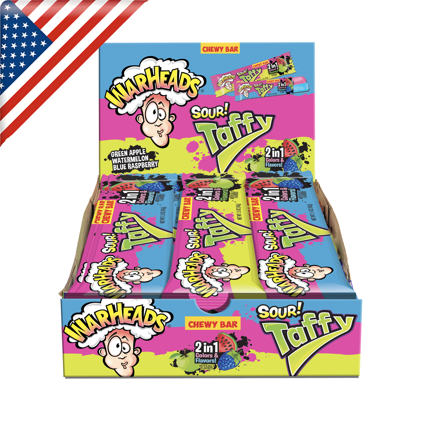 Warheads Taffy Stnd 1.49 Oz x 24 Pack