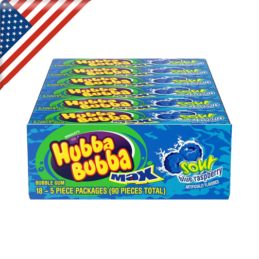 Hubba Bubba Blue Raspberry Gum 5's x 18 Pack