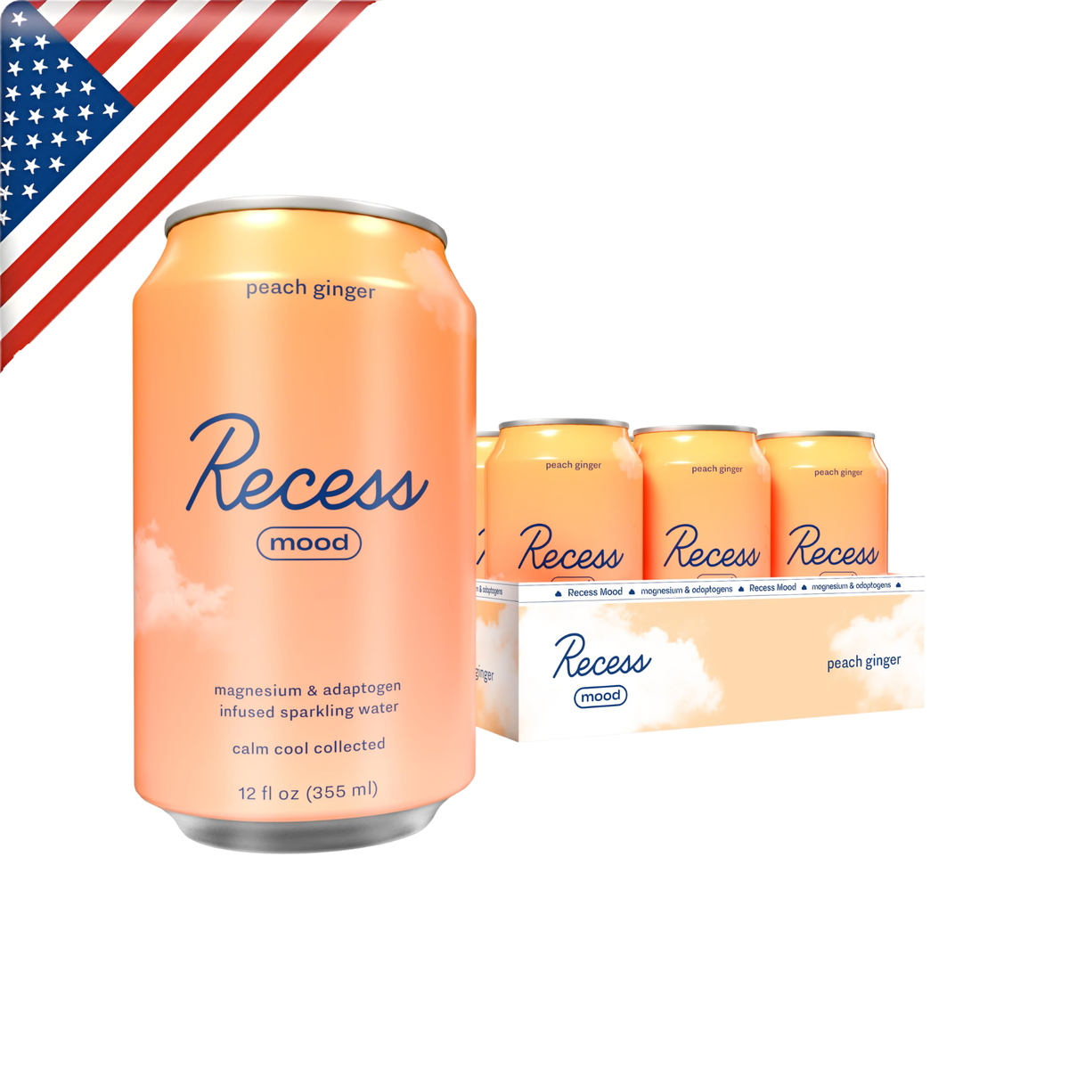 Recess Mood Peach Ginger Can 12 Oz x 12 Pack