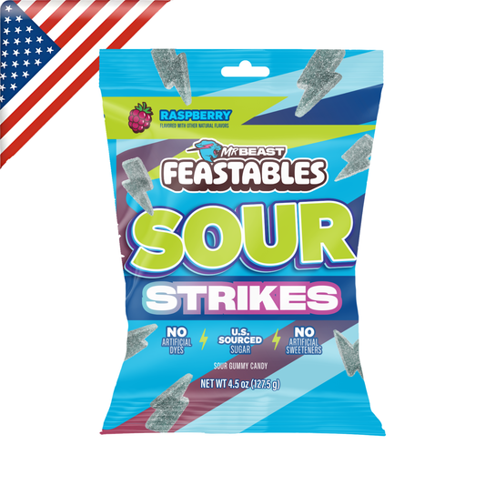 Feastables Sour Strikes Raspberry 4.5 Oz - 12 Pack