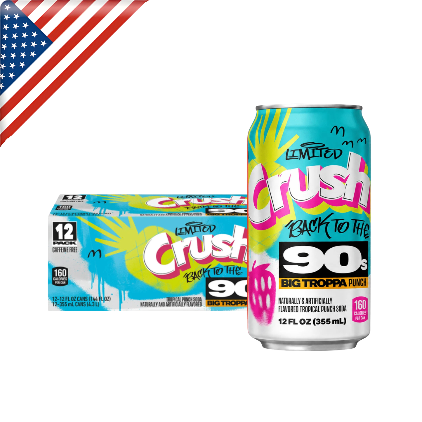 Crush 90’s Tropical Punch Can 12 Oz x 12 Pack