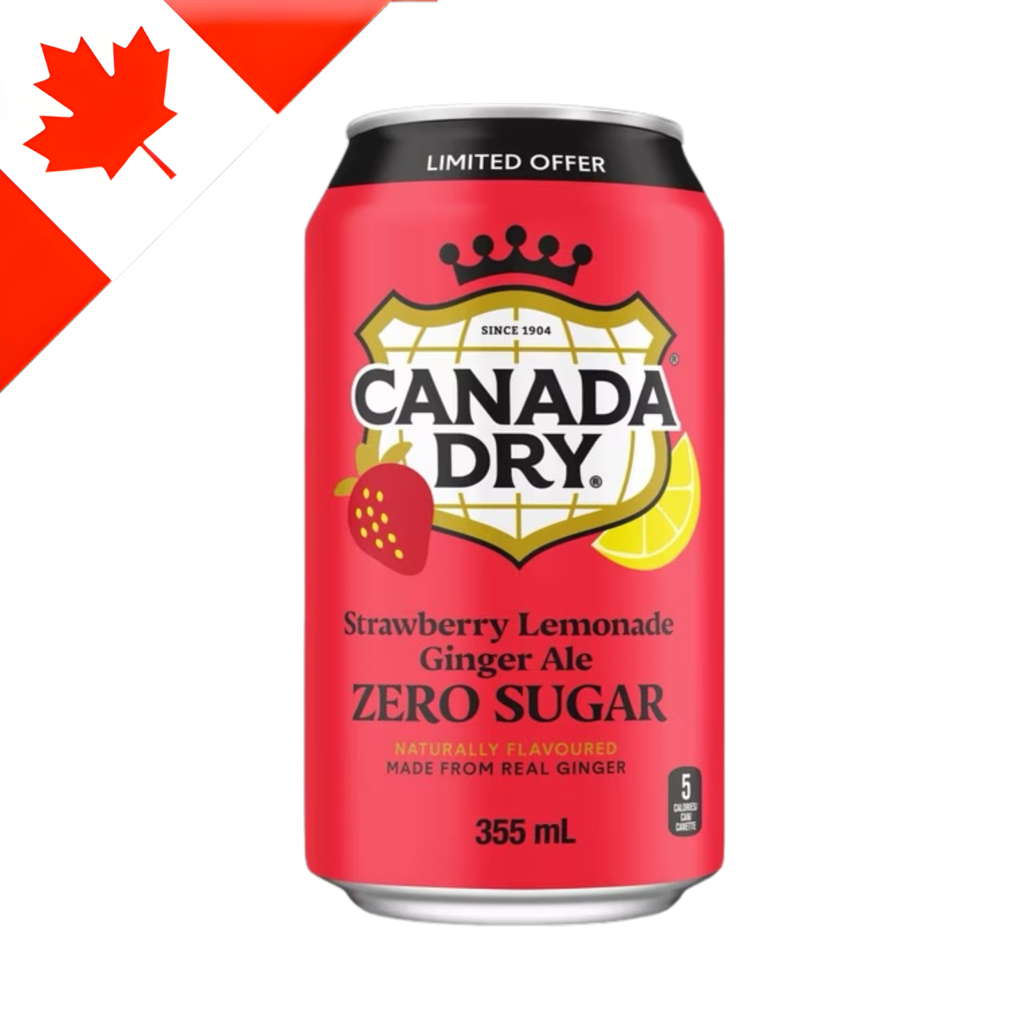 [Canada] Canada Dry Strawberry Lemonade Zero Sugar Can 355 Ml x 12 Pack