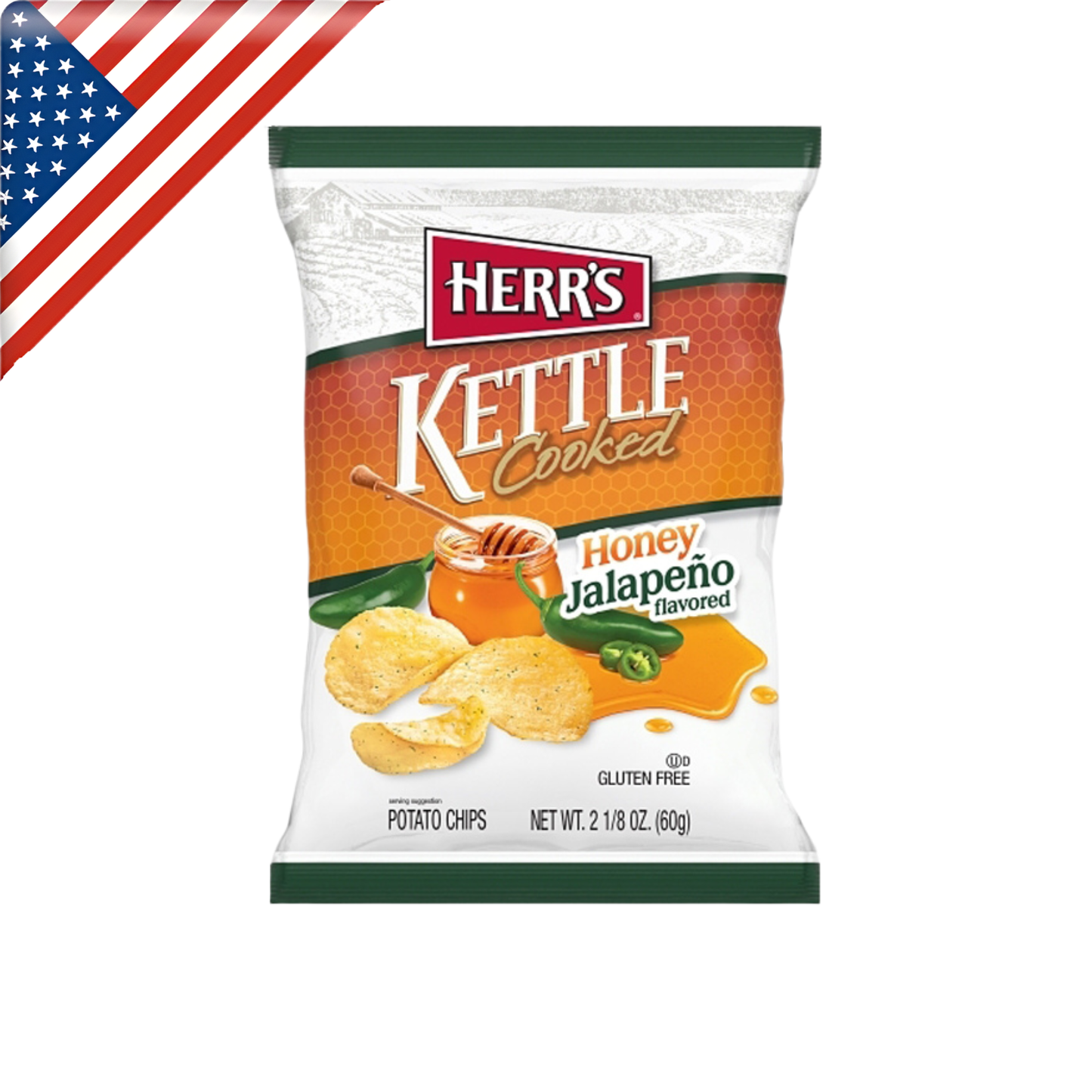 Herrs Kettle Chips Honey Jalapeno 2.5 Oz - 12 Pack