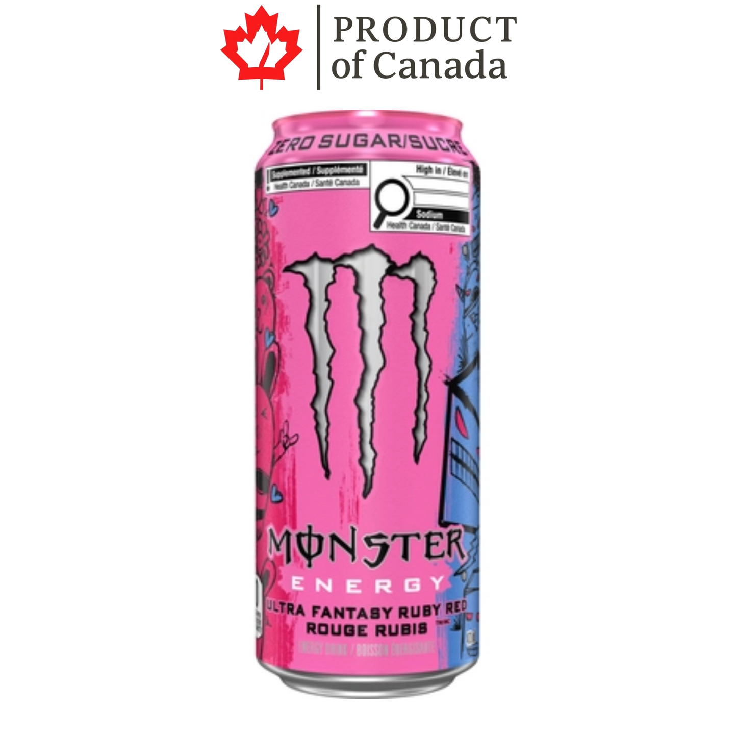 [Canada] Monster Ultra Fantasy Ruby Red Zero Sugar Can 473 Ml - 12 Pack