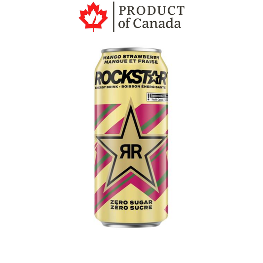 [Canada] Rockstar Mango Strawberry Zero Sugar Can 473 Ml - 12 Pack
