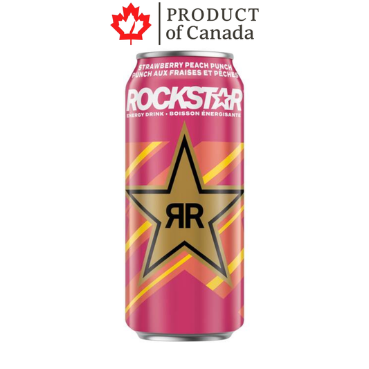 [Canada] Rockstar Strawberry Peach Punch Can 473 Ml - 12 Pack